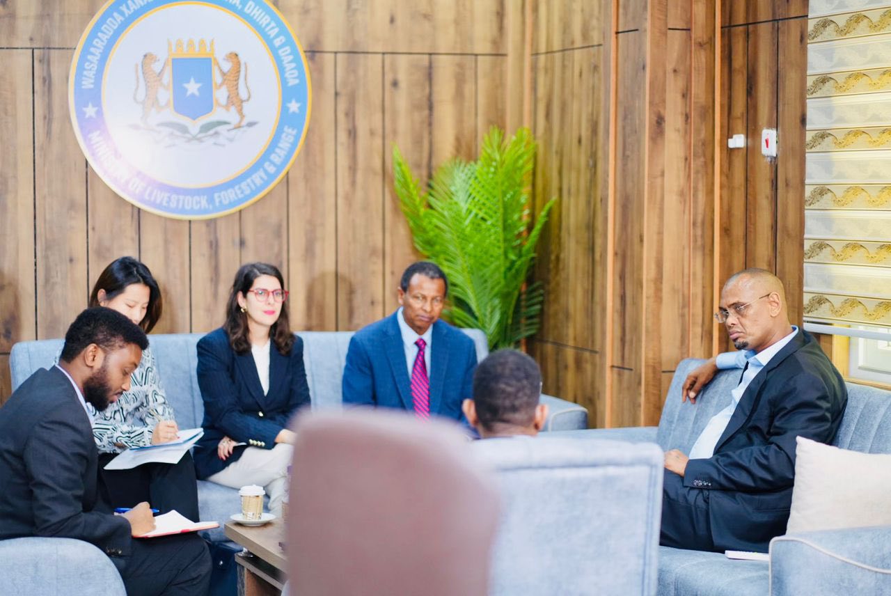 Wasiirka Wasaarada Xanaanada Xoolaha Dhirta iyo Daaqa XFS Mudane Hassan Hussein Mohamed oo Xafiiskiisa kulan muhim ah kula qaatay  Hay’adda WFP