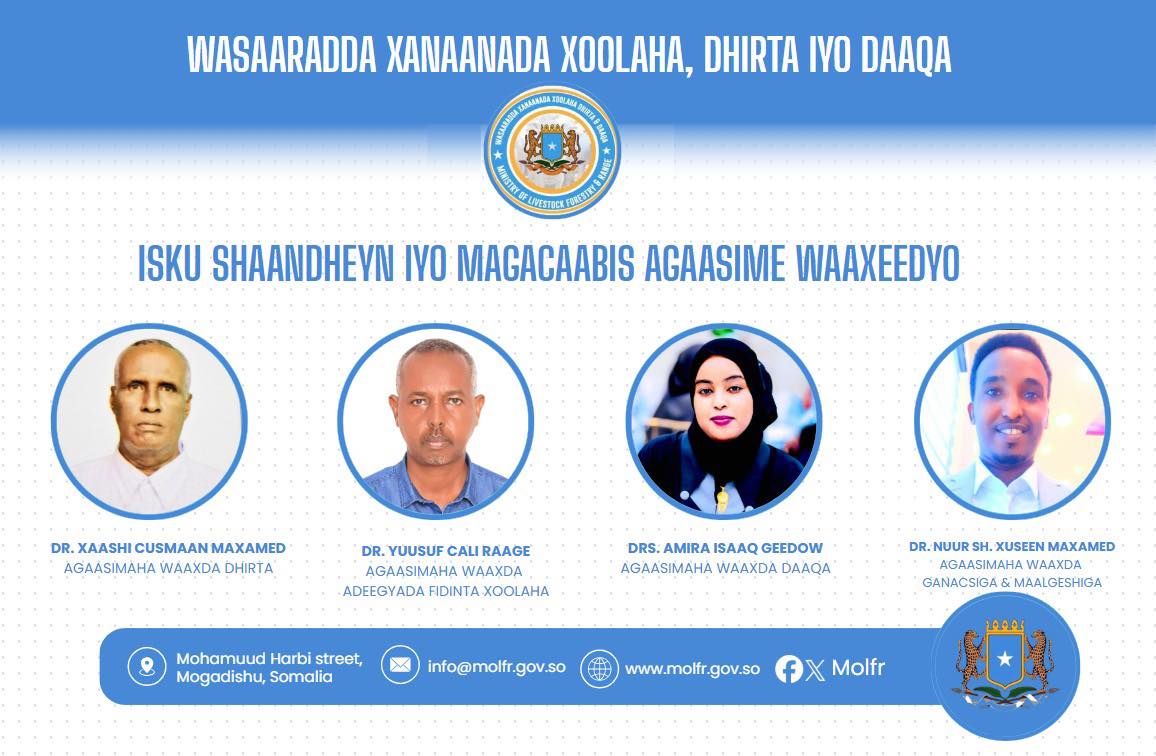 Wasiirka Wasaaradda Xanaanada Xoolaha, Dhirta iyo Daaqa Mudane Xasan Xuseen Maxamed oo isku shaandheyn ku sameeyay….